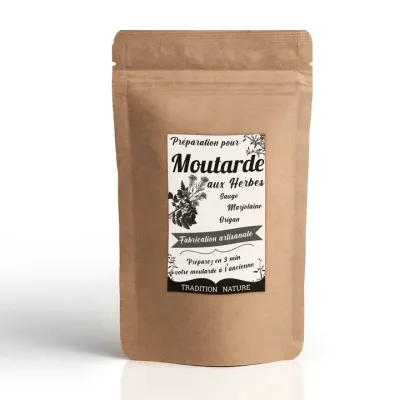 Moutarde maison aux herbes 100 g - Lot de 10 | Sachet zippé