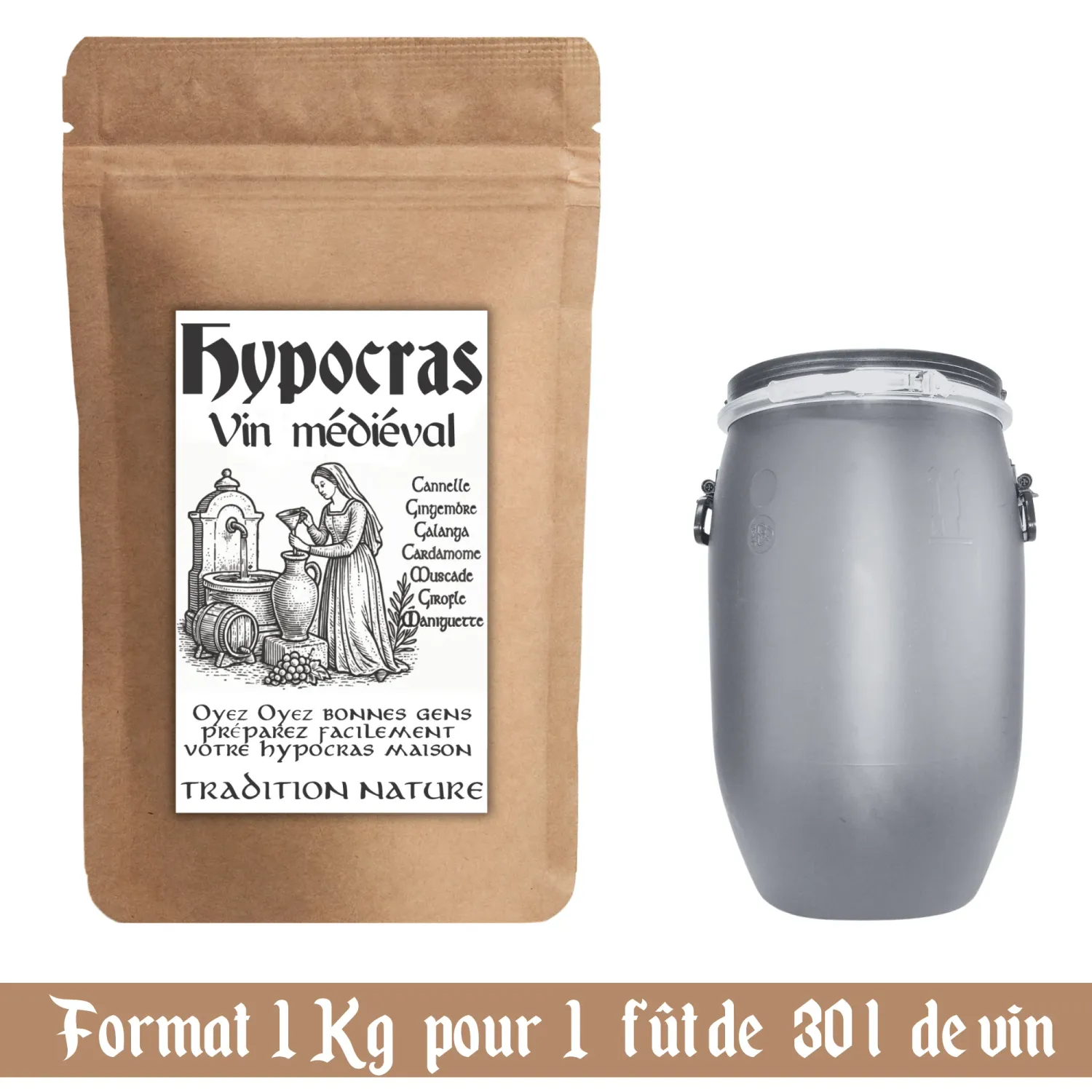 Hypocras 30 litres | Mélange d'épices pour vin d'hypocras 1 Kg
