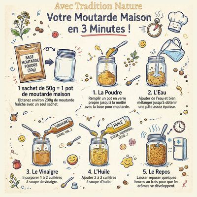 Moutarde maison aux herbes 50 g - Lot de 12 | Cartonnette