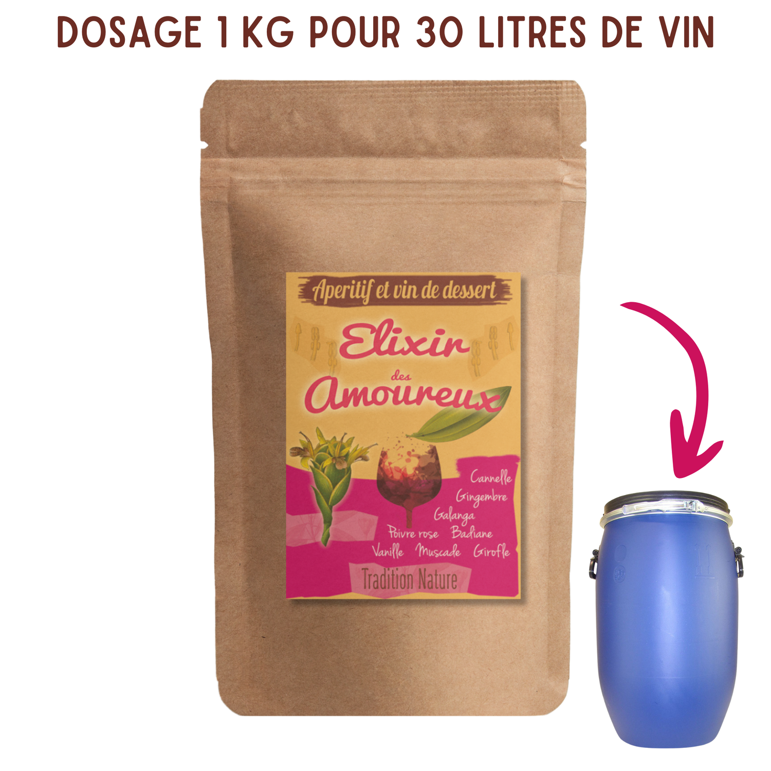 L'Elixir des Amoureux | pour 30 litres - 1 Kg melange vin aperitif maison