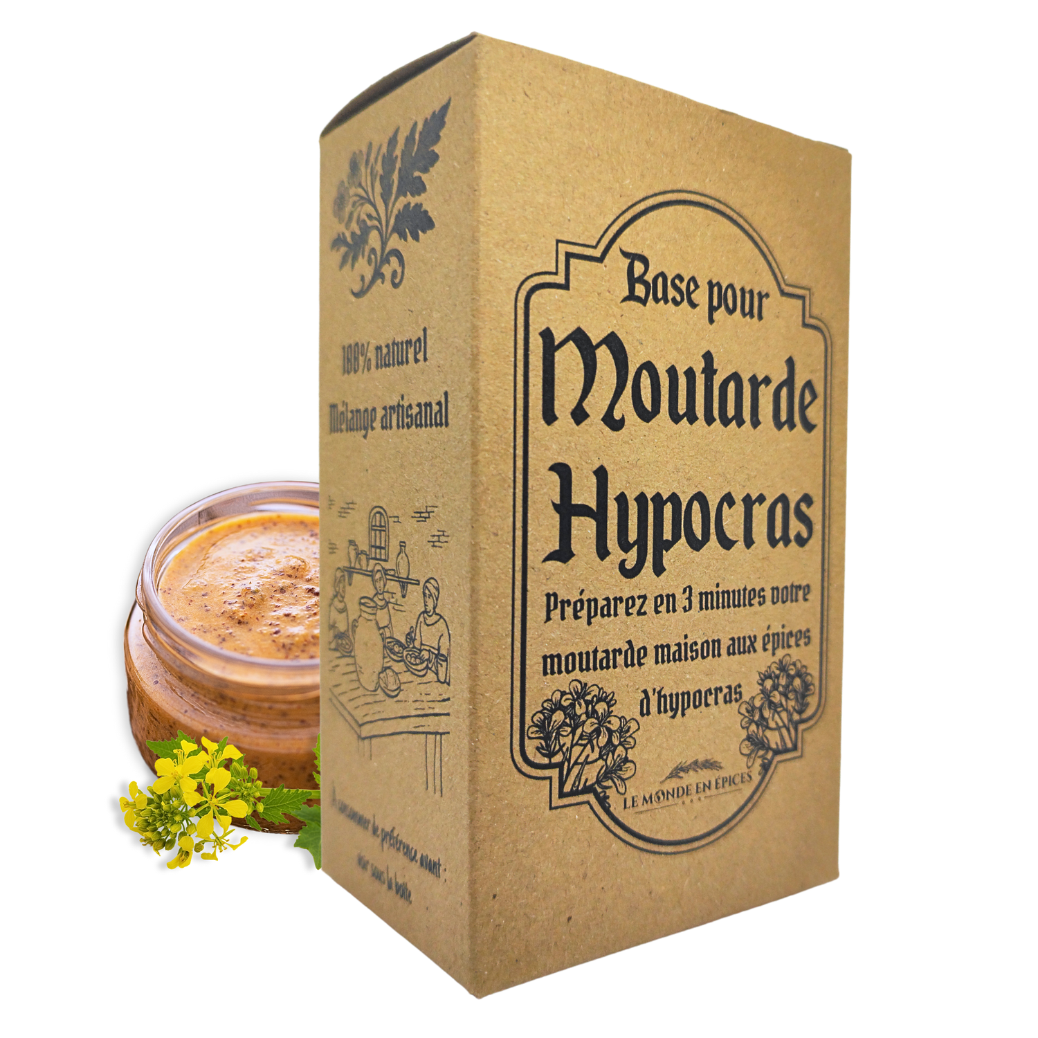 Base pour moutarde aux épices d'hypocras boîte carton 100 g - Lot de 12
