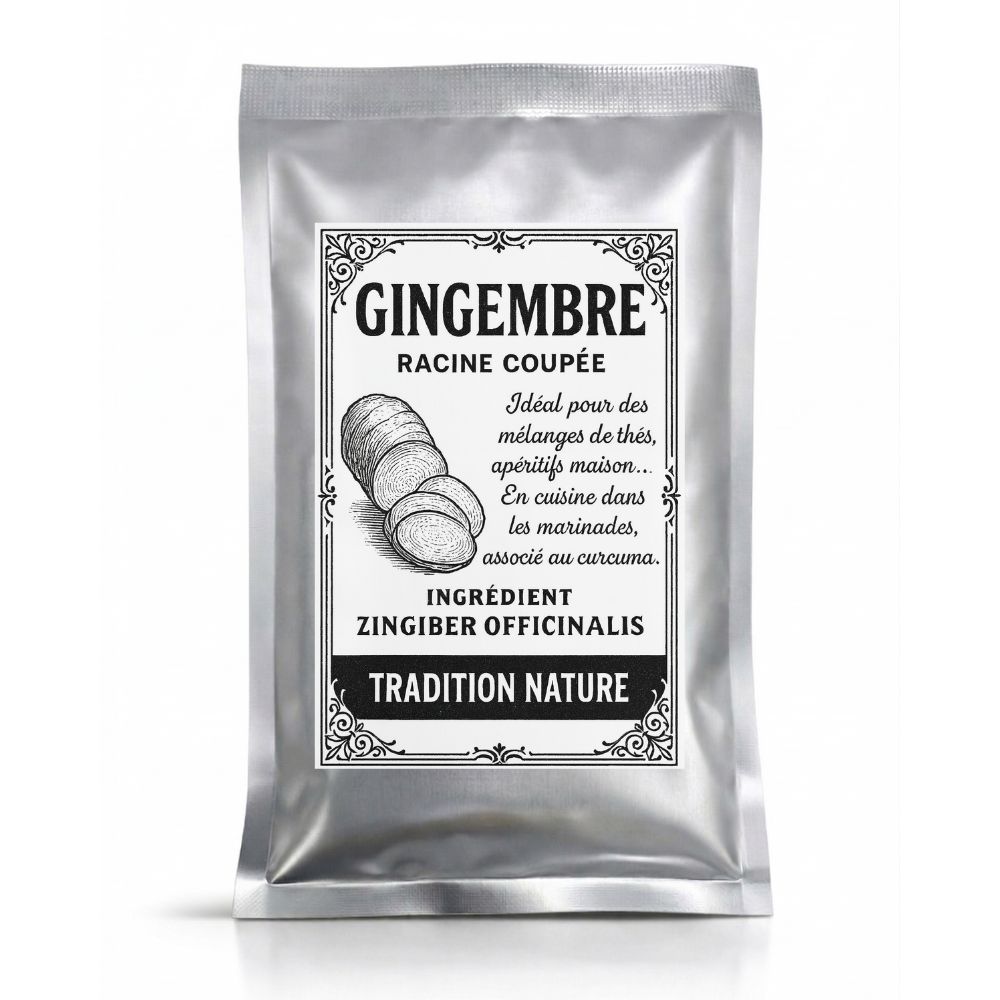 Gingembre en morceaux 40g — Recharge sachet argenté