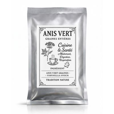 Anis vert graines 40g — Recharge sachet argenté
