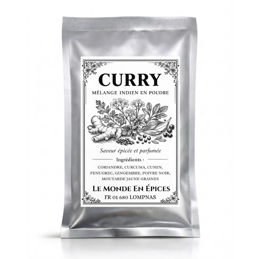 Curry doux poudre 35g — Recharge sachet argenté