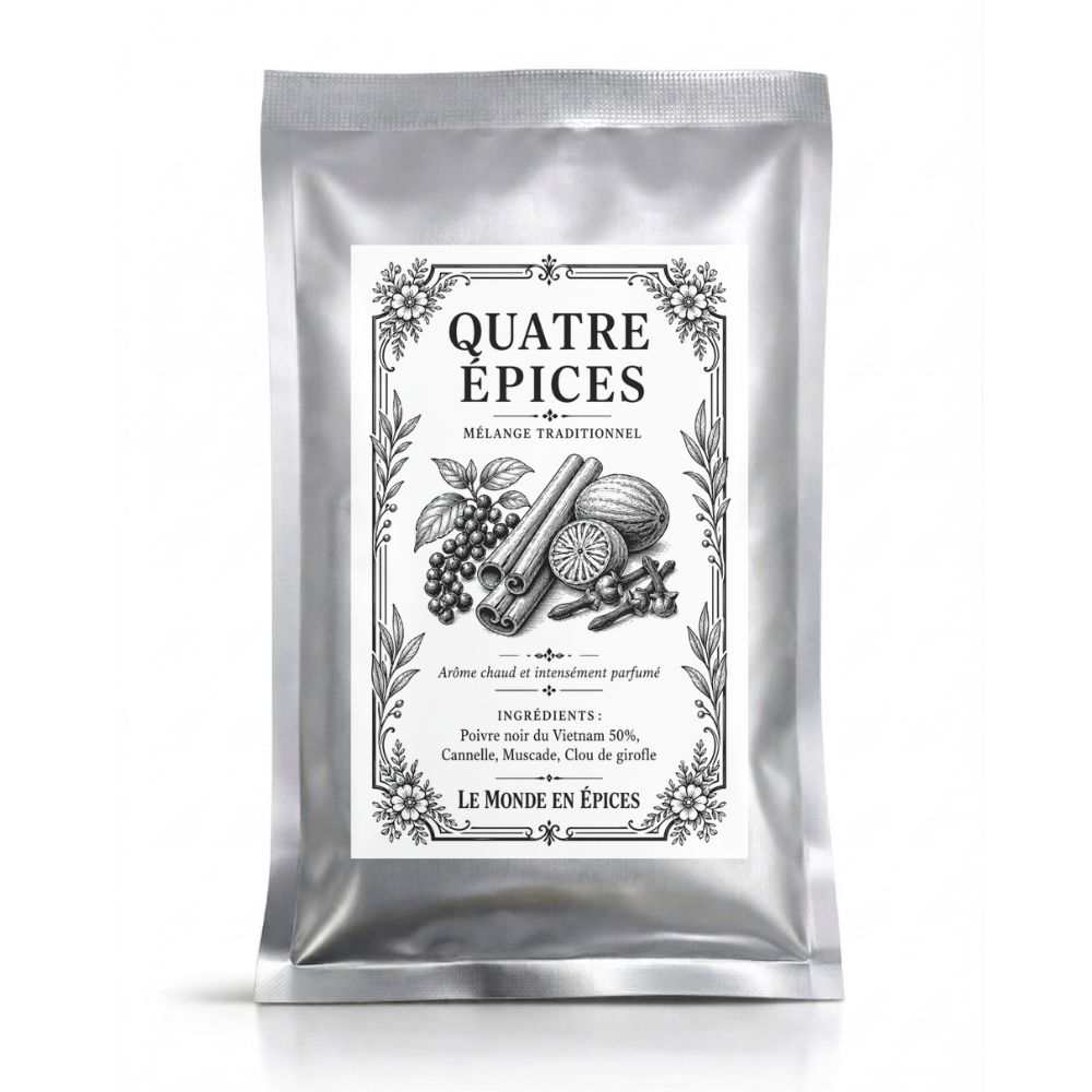 Quatre épices 35g — Recharge sachet argenté