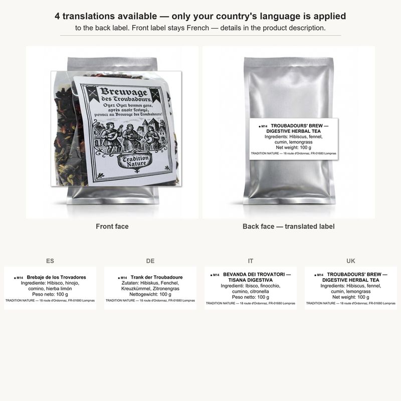 Breuvage des troubadours - Tisane digestive 100 g | Lot de 6