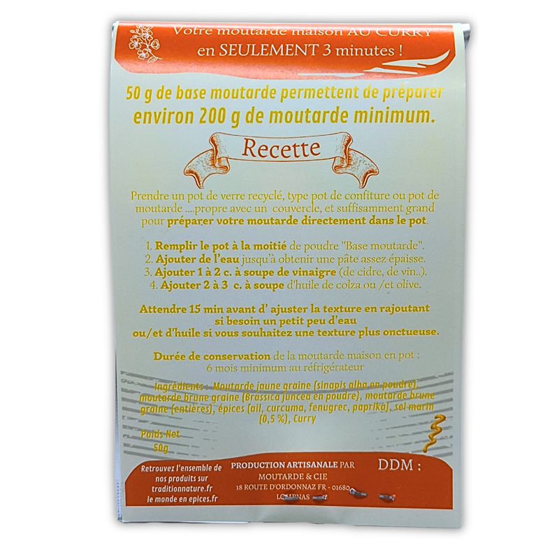 Moutarde maison au curry 50 g - Lot de 12 | Cartonnette