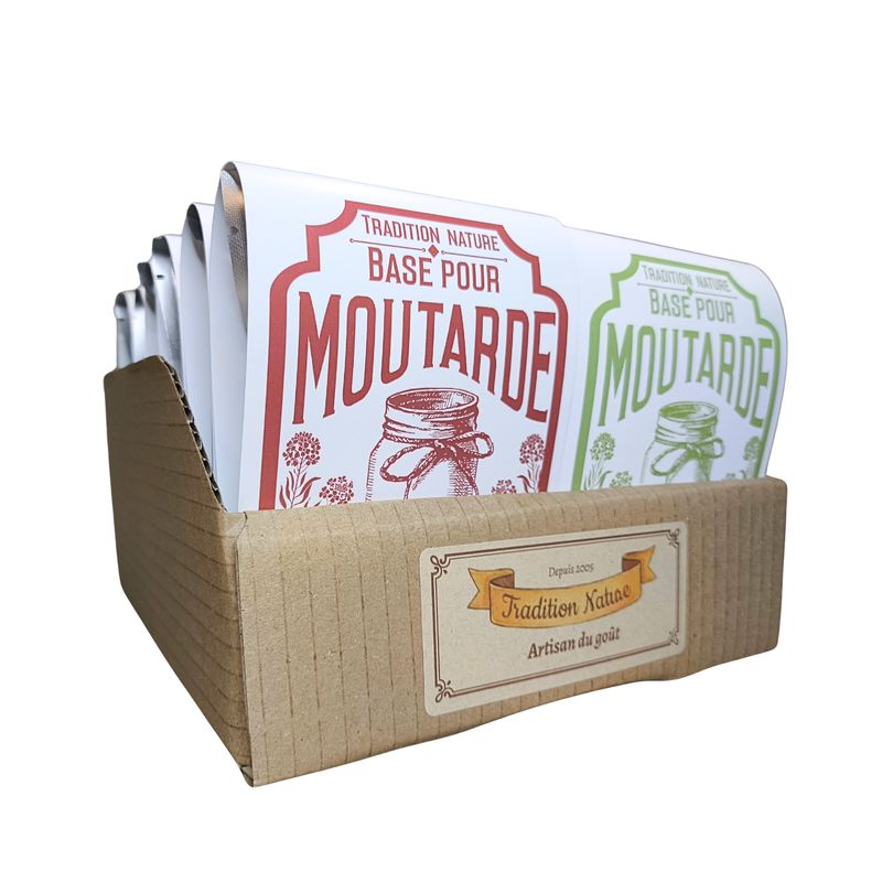 Moutarde maison au basilic 50 g - Lot de 12 | Cartonnette