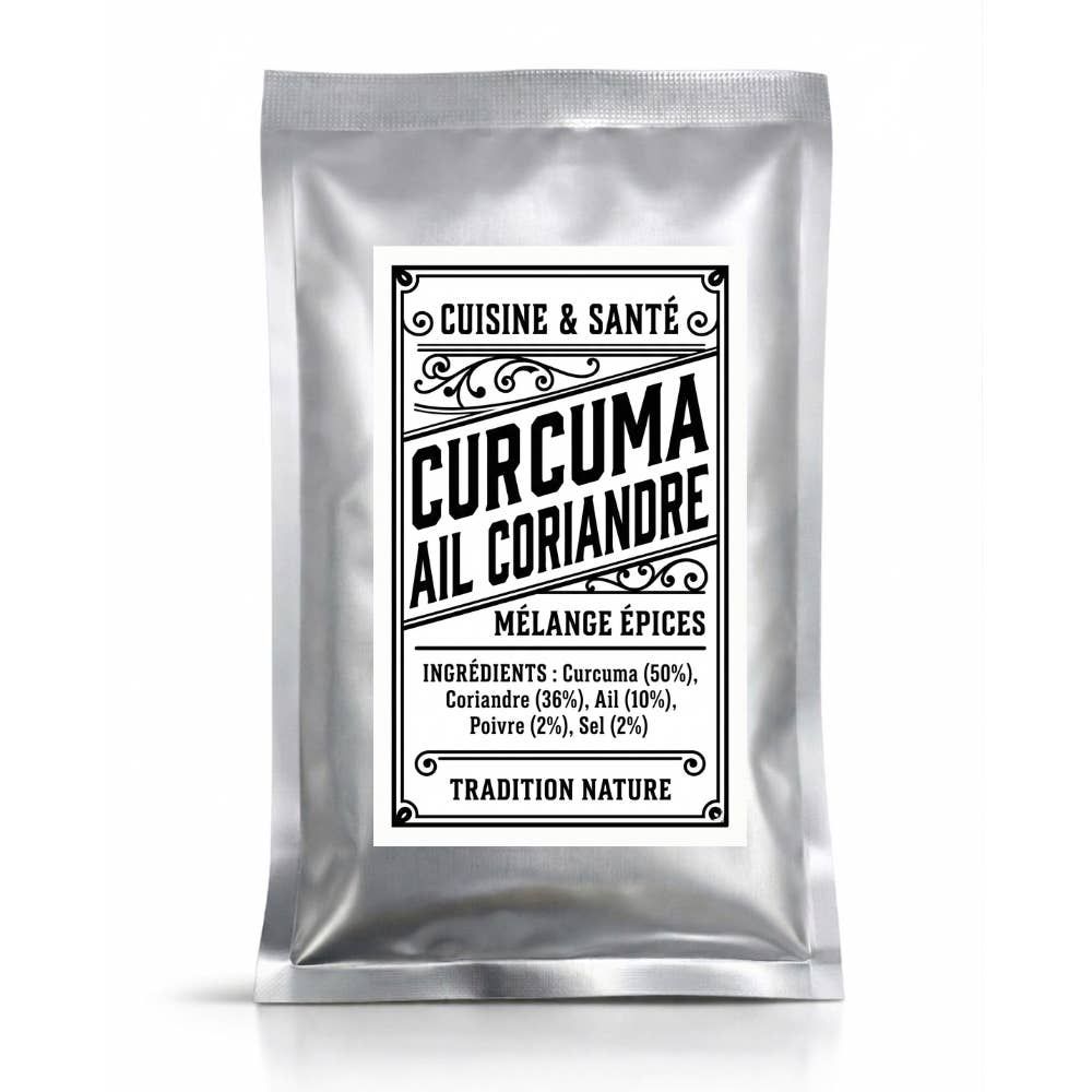 Curcuma coriandre ail 35g — Sachet rétro artisanal