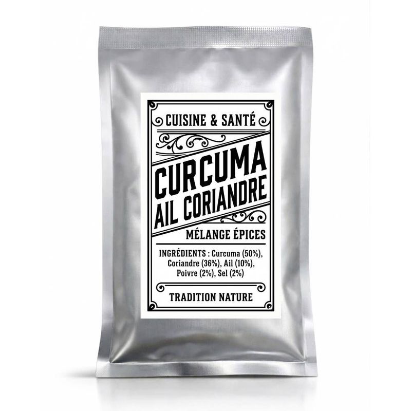 Curcuma coriandre ail 35g — Sachet rétro artisanal