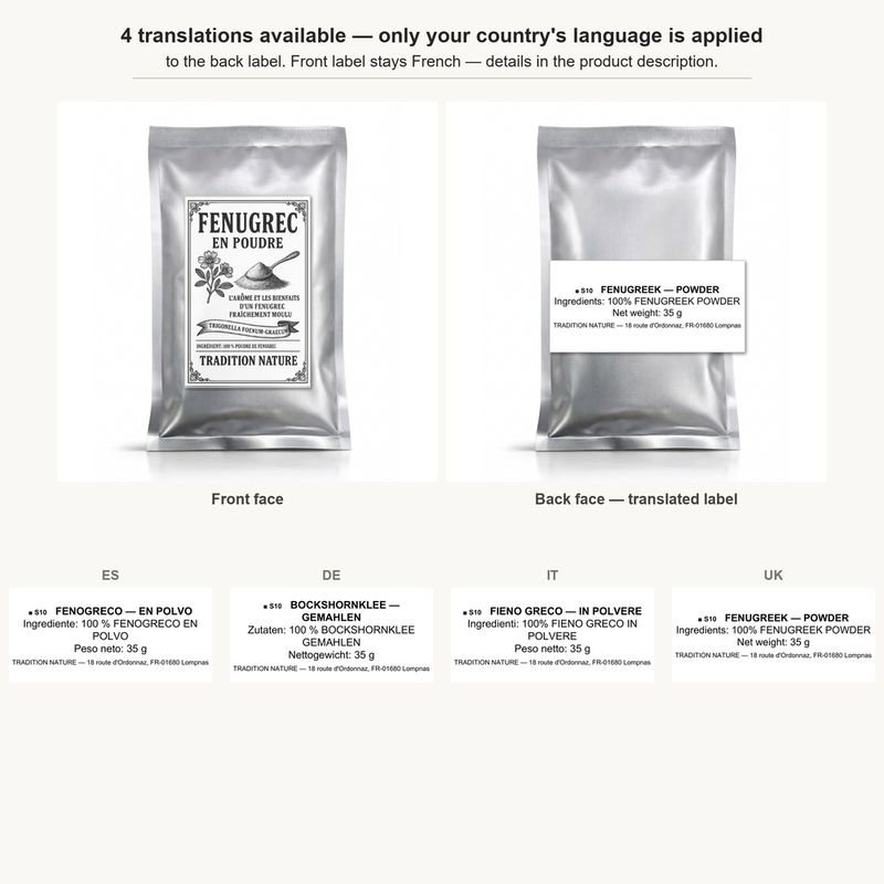 Fenugrec moulu 35 g — Recharge sachet argenté