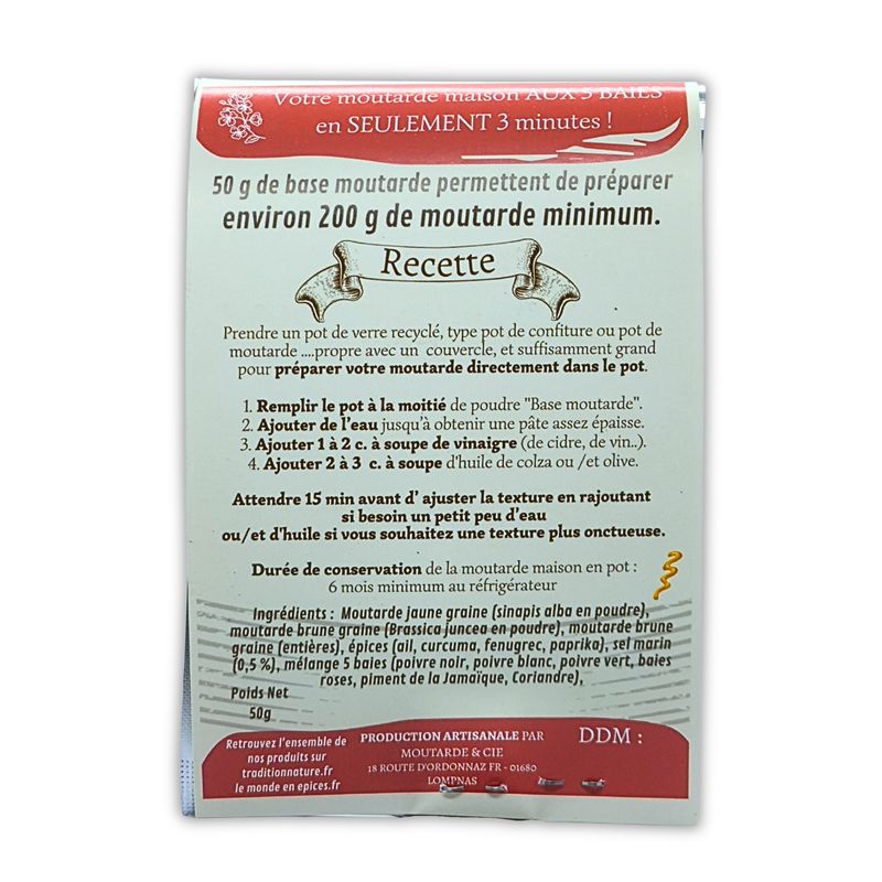 Moutarde maison aux 5 baies 50 g - Lot de 12 | Cartonnette