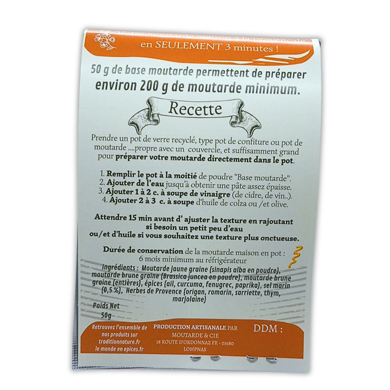 Moutarde maison provençale 50 g - Lot de 12 | Cartonnette