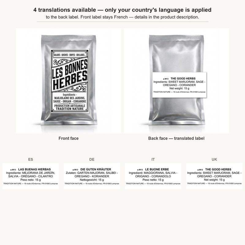 Les Bonnes Herbes 15g — Sachet rétro artisanal
