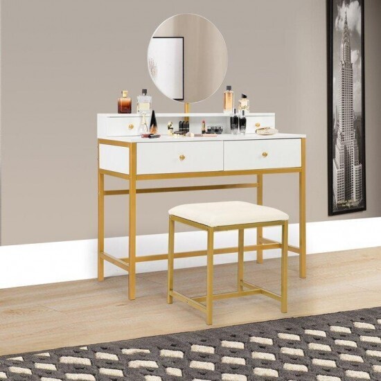 41” Large Vanity Set Vanity Table With 2 Large Table Drawers