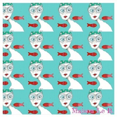 Foulard twill seta donna pesci azzurro