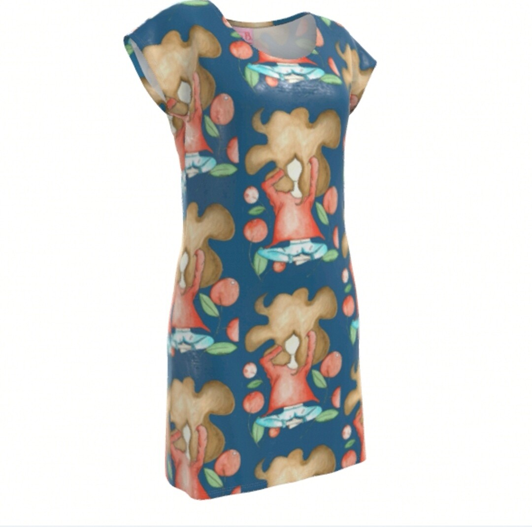 Vestito Casual donna ciliegia blu