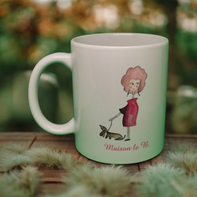 Tazza in ceramica donna bassotto