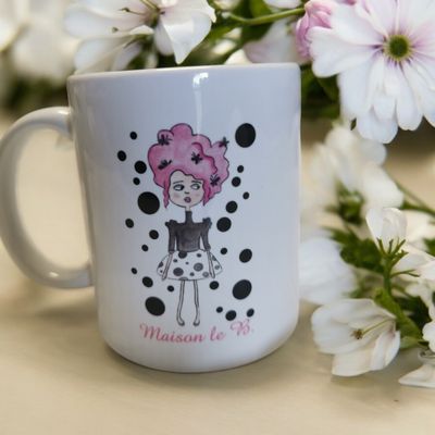 Tazza in ceramica donna a pois
