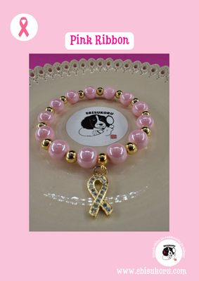 Pink Ribbon rannekoru, rintasyöpä, tietoisuus ja tsemppi koru, gold