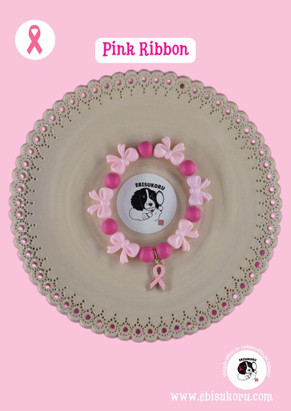 Pink Ribbon rannekoru, rintasyöpä, tietoisuus ja tsemppi koru, sweet pink