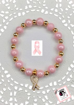 Pink Ribbon rannekoru, rintasyöpä, tietoisuus ja tsemppi koru, gold