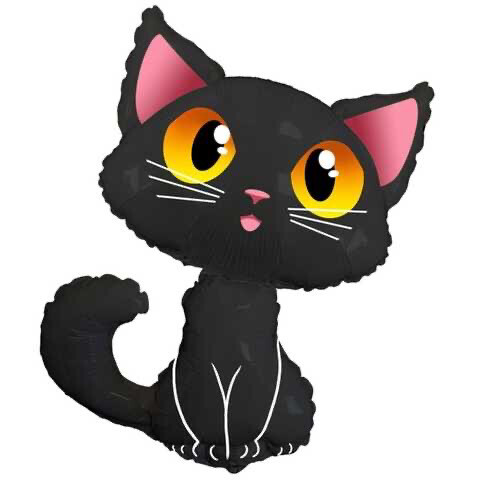Фольгированный милый чёрный котик