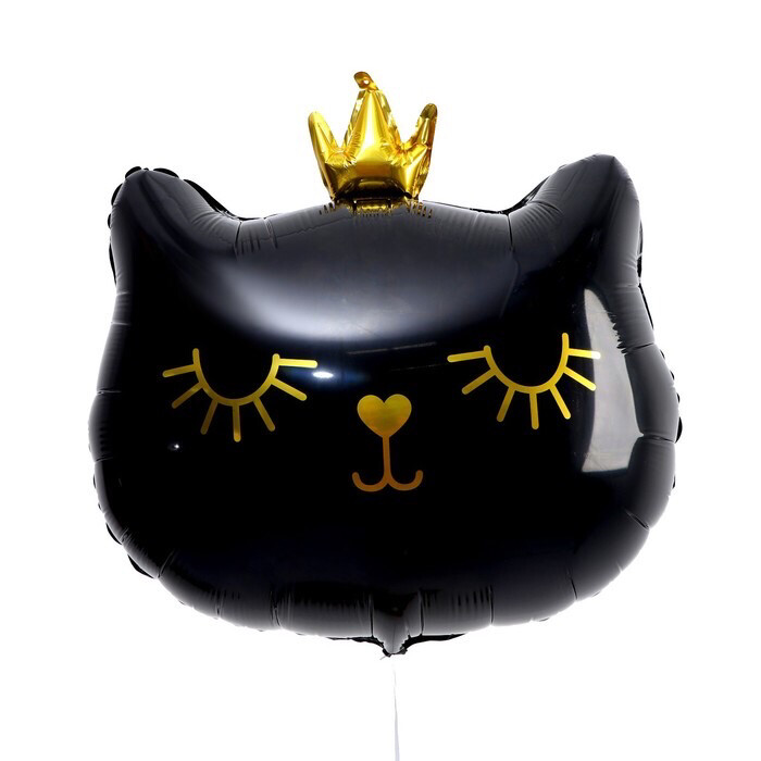 Шар чёрный кот с короной