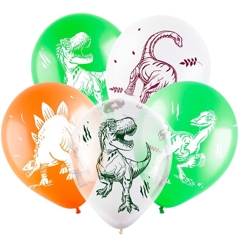 Шары динозавры зелено оранжево прозрачные