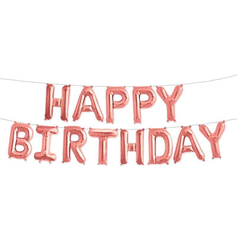 16" буквы "Happy Birthday" 40 см. фольга цвет розовое золото