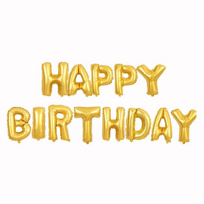 16" буквы "Happy Birthday" 40 см. фольга цвет золото