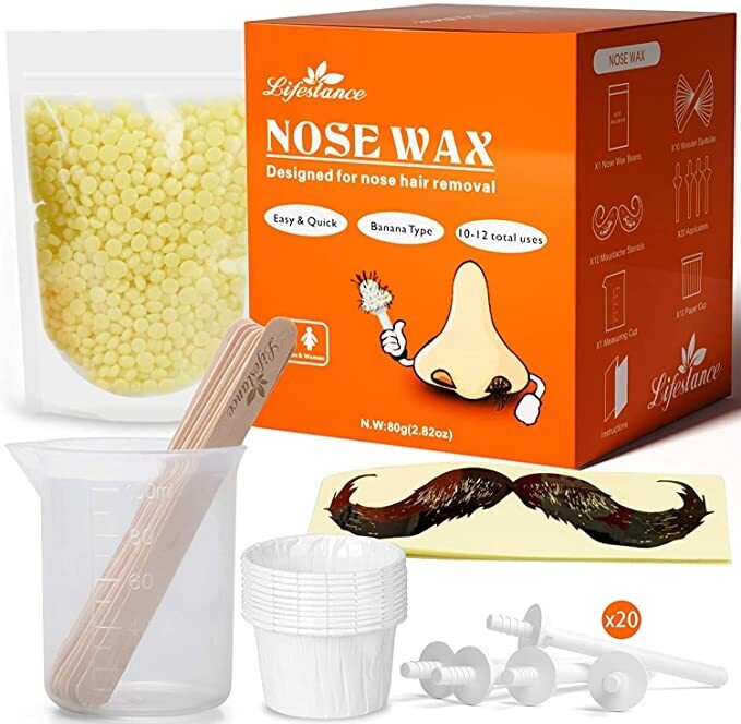 Nose Waxing Kit for Men or Woman Nose Wax Kit with 80g Nose Wax Quick, Easy, Painless Nose Hair Wax Kit (15-20 Times Usage )