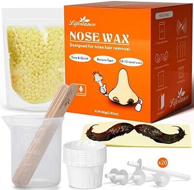 Nose Waxing Kit for Men or Woman Nose Wax Kit with 80g Nose Wax Quick, Easy, Painless Nose Hair Wax Kit (15-20 Times Usage )