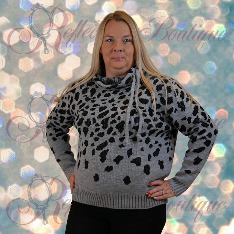 Coco Carmen Gray Cowl Neck Sweater w/ Cowl Neck