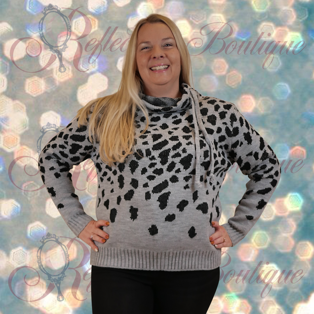 Coco Carmen Gray Cowl Neck Sweater w/ Cowl Neck