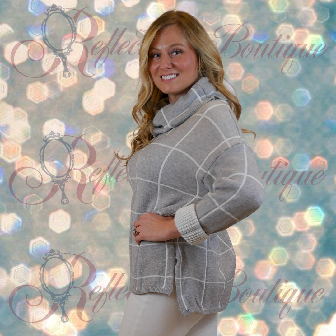 Victoria Leeland Gray Cowl Neck Sweater