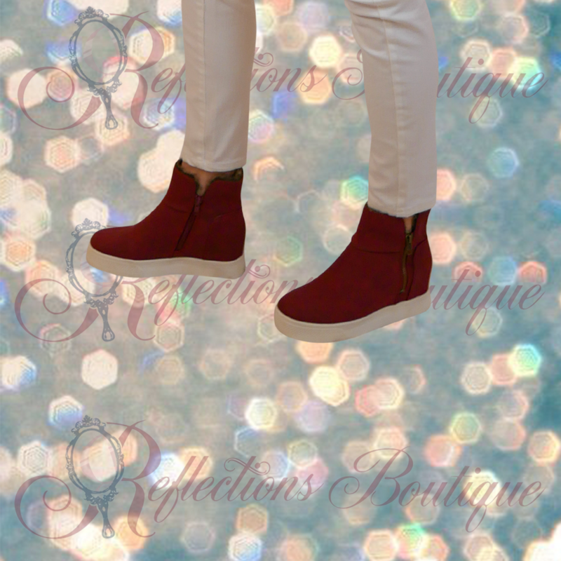 Madaline Girl Cranberry Ankle Zip Bootie