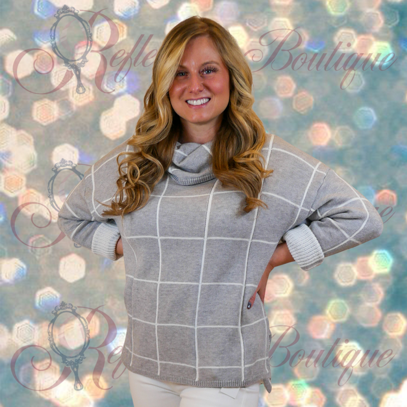 Victoria Leeland Gray Cowl Neck Sweater