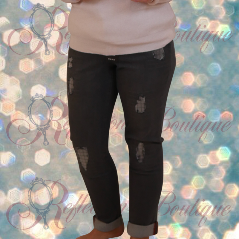 Carreli Gray Denim with Sequin Patches