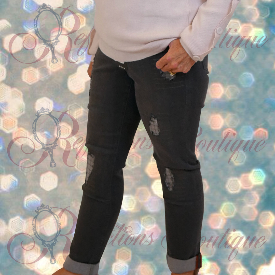 Carreli Gray Denim with Sequin Patches