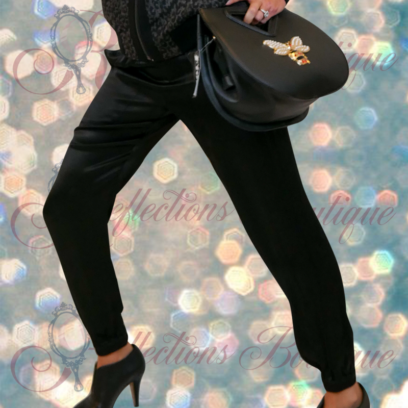 Liverpool Black Silk Jogger