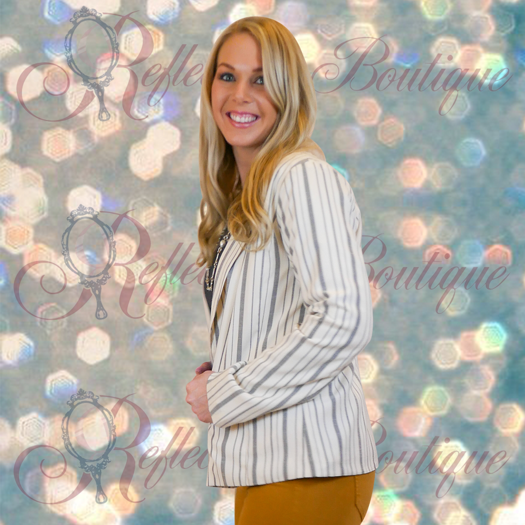 Mystree 1 Button Stripe Blazer