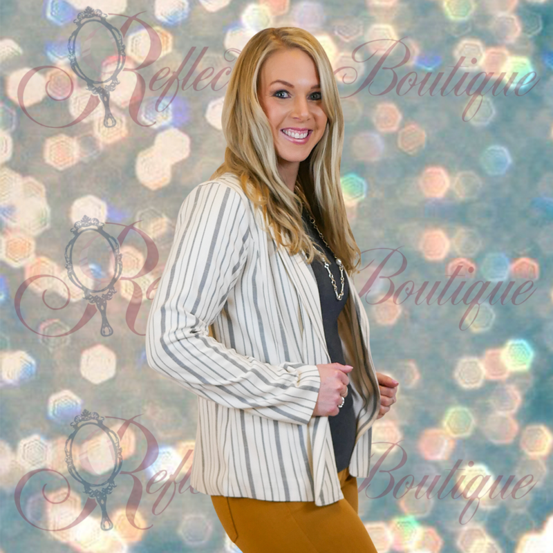 Mystree 1 Button Stripe Blazer