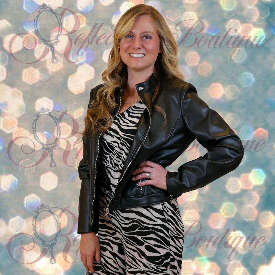 Robell Black Leather Zip Jacket