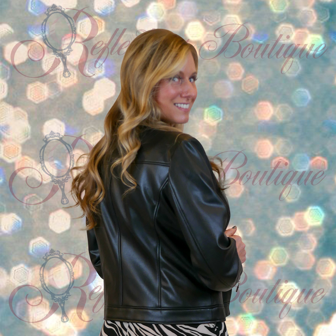 Robell Black Leather Zip Jacket