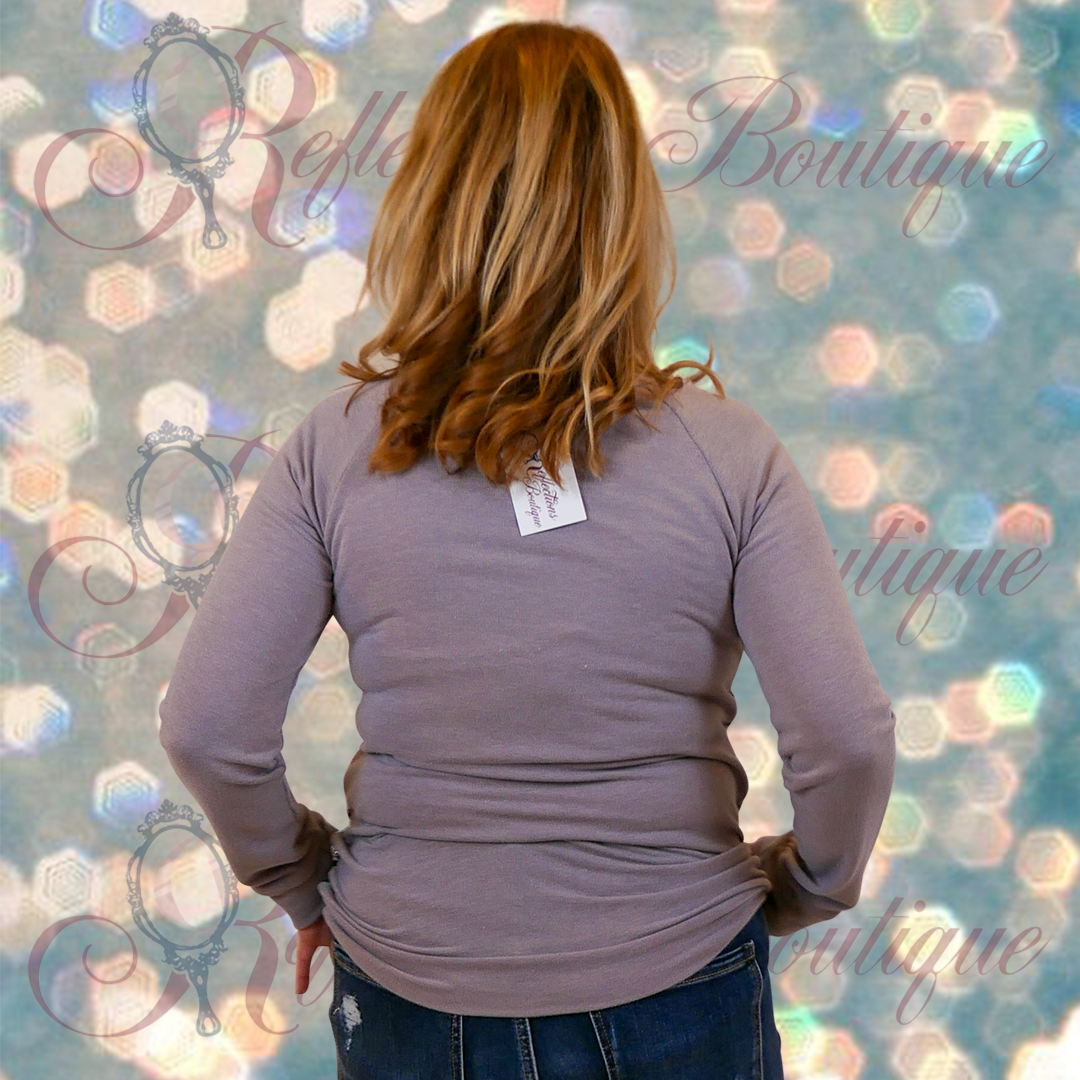 Tan Sleeve Sequin Front Sweatshirt