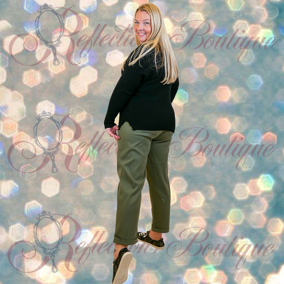 Liverpool Olive Drawstring Utility Pant