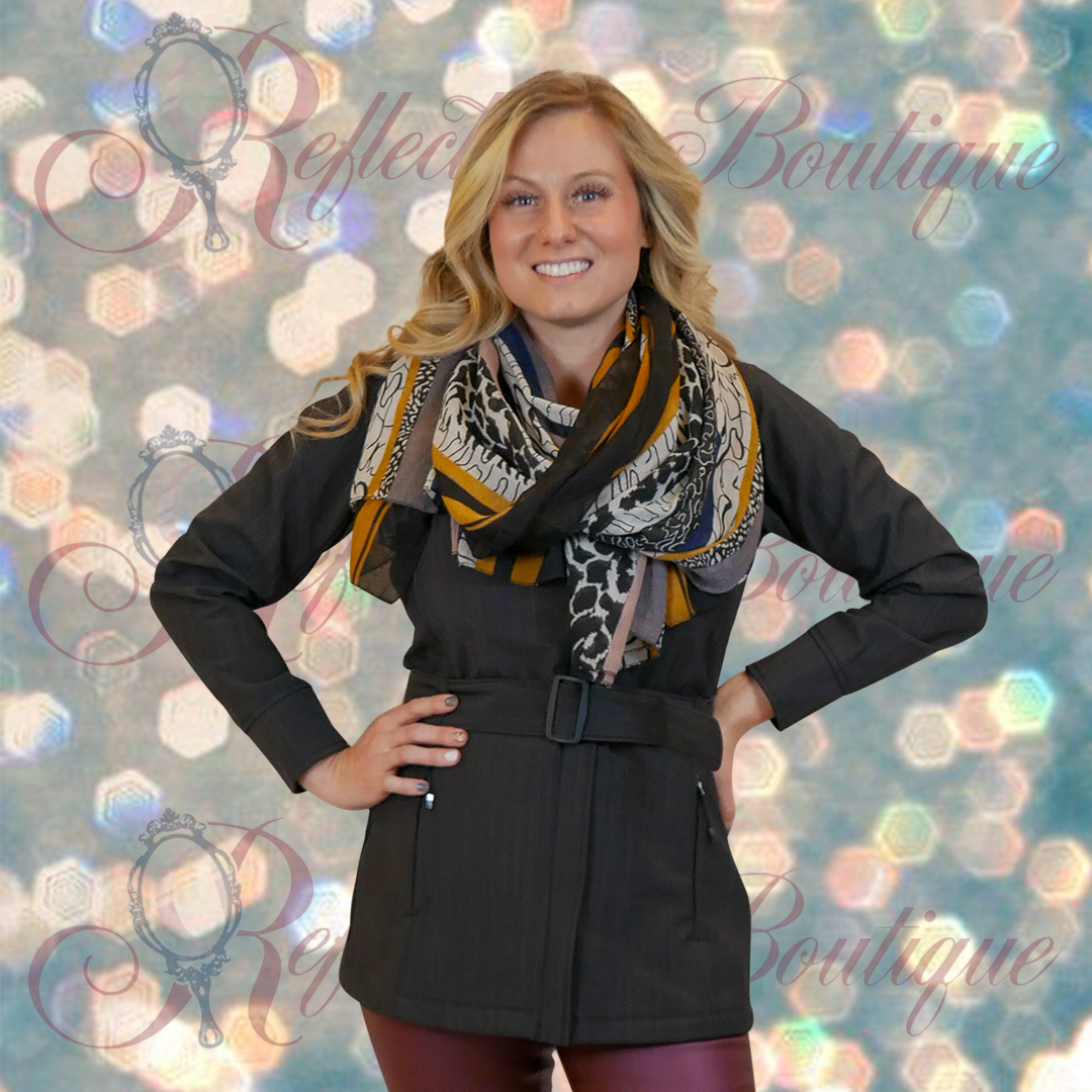 Gray Rain Repellent Belted Jacket