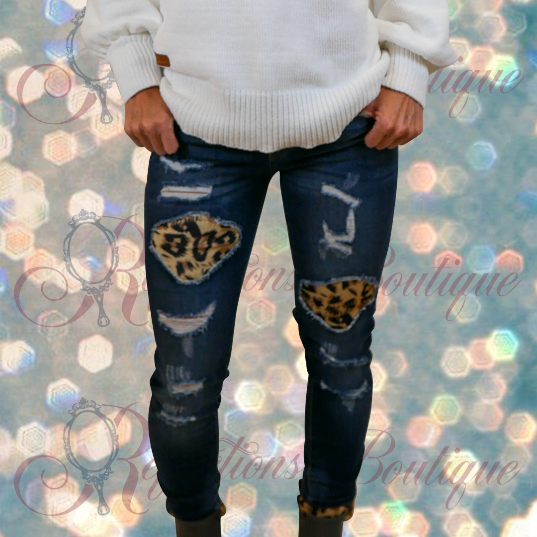 Kancan Leopard Patch Jean