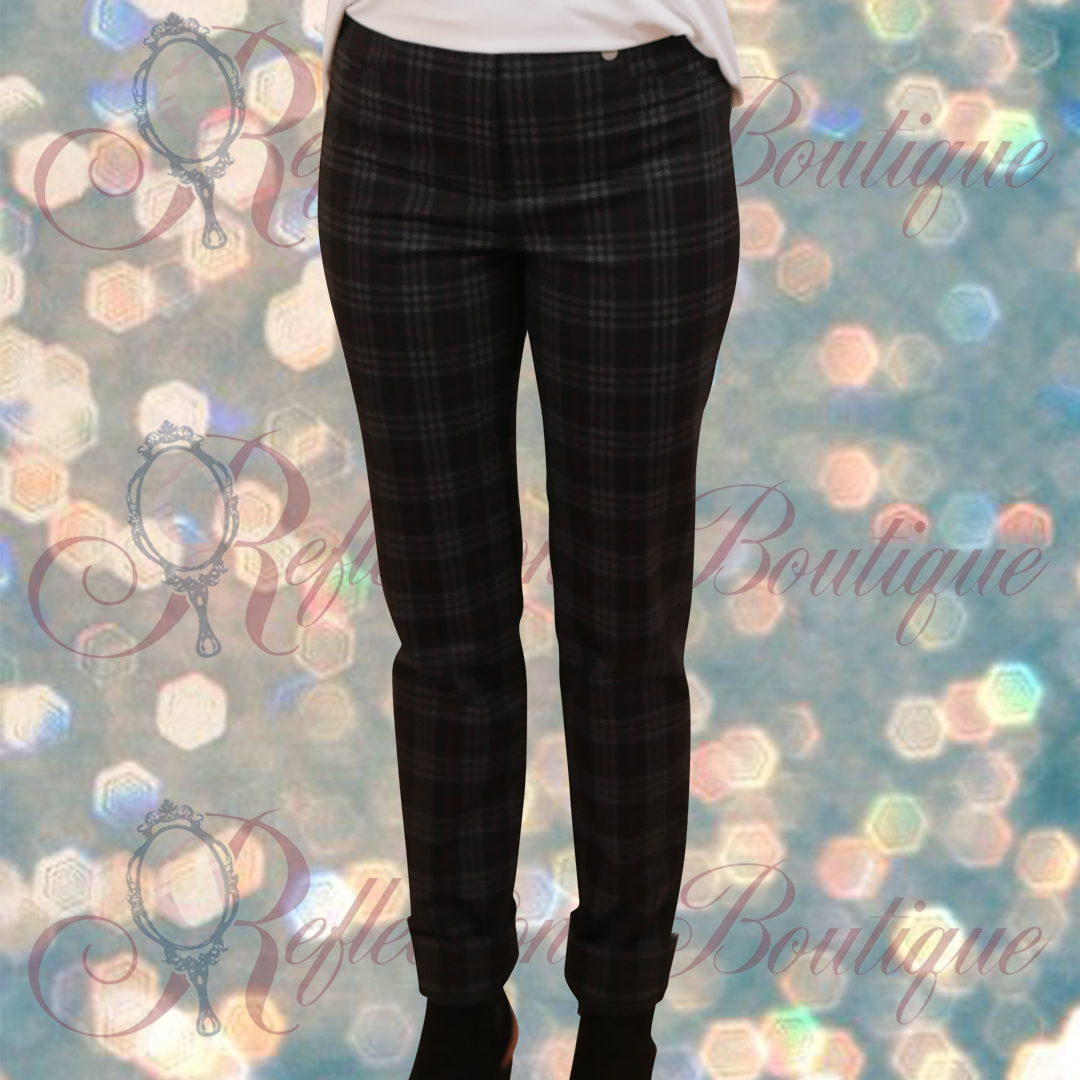 Robell Plaid Pull On Trouser